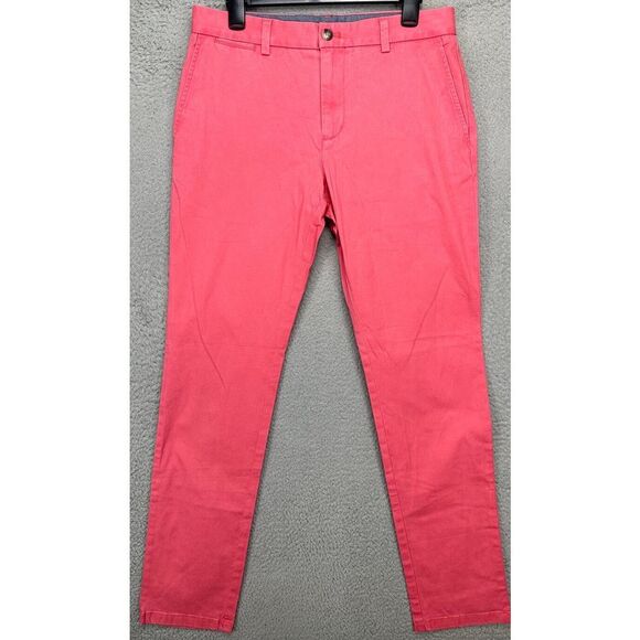 Vineyard Vines Pants Mens 32X34 Jetty Red Breaker Khaki Slim Fit Flat Front‎ NEW - Picture 1 of 9
